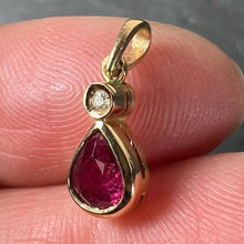 Load image into Gallery viewer, Pear Shaped Ruby Diamond 18K Yellow Gold Charm Pendant