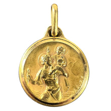 Load image into Gallery viewer, French Augis 18K Yellow Gold St Christopher Charm Pendant Medal