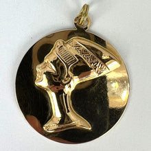 Load image into Gallery viewer, Large Italian Queen Nefertiti Bust 18K Yellow Gold Charm Pendant
