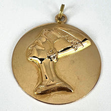 Load image into Gallery viewer, Large Italian Queen Nefertiti Bust 18K Yellow Gold Charm Pendant