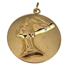 Load image into Gallery viewer, Large Italian Queen Nefertiti Bust 18K Yellow Gold Charm Pendant