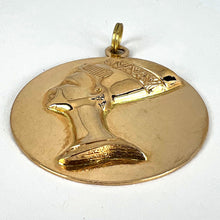 Load image into Gallery viewer, Large Italian Queen Nefertiti Bust 18K Yellow Gold Charm Pendant