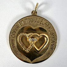 Load image into Gallery viewer, Merrin Marriage Two Hearts for Life 14K Yellow Gold Diamond Love Charm Pendant