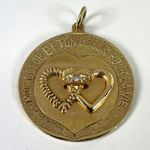 Load image into Gallery viewer, Merrin Marriage Two Hearts for Life 14K Yellow Gold Diamond Love Charm Pendant