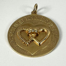 Load image into Gallery viewer, Merrin Marriage Two Hearts for Life 14K Yellow Gold Diamond Love Charm Pendant