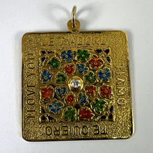 Load image into Gallery viewer, Merrin I Love You Diamond Enamel Flowers 18K Yellow Gold Love Charm Pendant