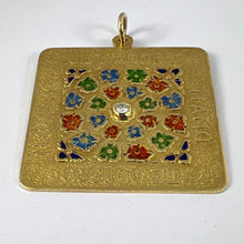 Load image into Gallery viewer, Merrin I Love You Diamond Enamel Flowers 18K Yellow Gold Love Charm Pendant