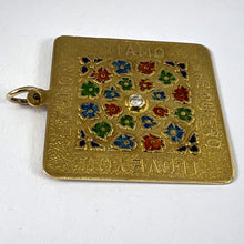 Load image into Gallery viewer, Merrin I Love You Diamond Enamel Flowers 18K Yellow Gold Love Charm Pendant