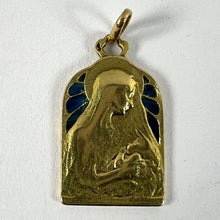 Load image into Gallery viewer, French Madonna and Child Plique A Jour Enamel 18K Yellow Gold Charm Pendant