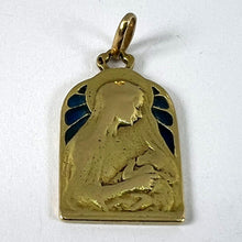 Load image into Gallery viewer, French Madonna and Child Plique A Jour Enamel 18K Yellow Gold Charm Pendant