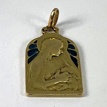 Load image into Gallery viewer, French Madonna and Child Plique A Jour Enamel 18K Yellow Gold Charm Pendant