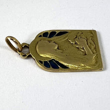 Load image into Gallery viewer, French Madonna and Child Plique A Jour Enamel 18K Yellow Gold Charm Pendant
