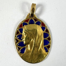 Load image into Gallery viewer, French Dropsy Virgin Mary Plique A Jour Enamel 18K Yellow Gold Pendant Medal