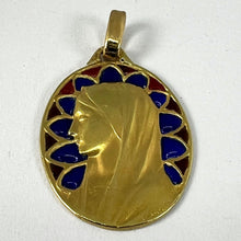 Load image into Gallery viewer, French Dropsy Virgin Mary Plique A Jour Enamel 18K Yellow Gold Pendant Medal