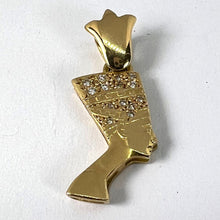 Load image into Gallery viewer, 18K Yellow Gold Diamond Nefertiti Charm Pendant
