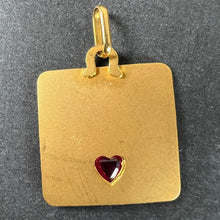 Load image into Gallery viewer, French Il Bat Pour Toi My Heart Beats For You 18K Yellow Gold Ruby Love Pendant