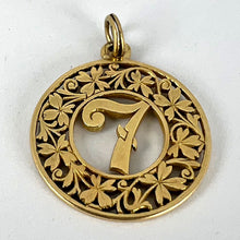 Load image into Gallery viewer, Lucky 'Number 7' Four Leaf Clover 18K Yellow Gold Good Luck Charm Pendant