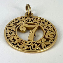 Load image into Gallery viewer, Lucky 'Number 7' Four Leaf Clover 18K Yellow Gold Good Luck Charm Pendant