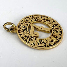 Load image into Gallery viewer, Lucky 'Number 7' Four Leaf Clover 18K Yellow Gold Good Luck Charm Pendant