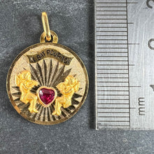 Load image into Gallery viewer, French My Heart Beats For You Il Bat Pour Toi 18K Yellow Gold Ruby Love Pendant
