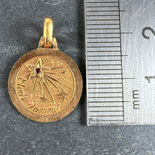 Load image into Gallery viewer, Vintage French Lucky Star of Love 18K Yellow Gold Ruby Charm Pendant