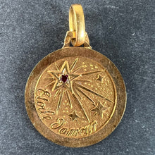 Load image into Gallery viewer, Vintage French Lucky Star of Love 18K Yellow Gold Ruby Charm Pendant