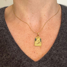 Load image into Gallery viewer, French Madonna and Child Plique A Jour Enamel 18K Yellow Gold Charm Pendant