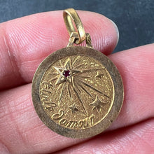 Load image into Gallery viewer, Vintage French Lucky Star of Love 18K Yellow Gold Ruby Charm Pendant