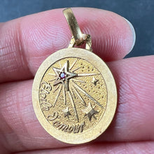 Load image into Gallery viewer, Vintage French Lucky Star of Love 18K Yellow Gold Ruby Charm Pendant