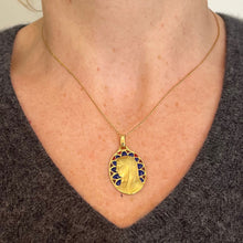Load image into Gallery viewer, French Dropsy Virgin Mary Plique A Jour Enamel 18K Yellow Gold Pendant Medal