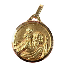 Load image into Gallery viewer, Vintage French St Christopher 18K Yellow Gold Religious Medal Pendant