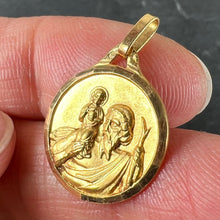 Load image into Gallery viewer, Vintage French St Christopher 18K Yellow Gold Religious Medal Pendant