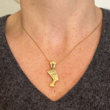 Load image into Gallery viewer, 18K Yellow Gold Diamond Nefertiti Charm Pendant