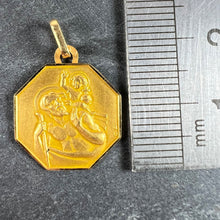 Load image into Gallery viewer, Vintage French Perroud Saint Christopher 18K Yellow Gold Octagonal Medal Pendant