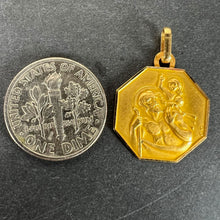 Load image into Gallery viewer, Vintage French Perroud Saint Christopher 18K Yellow Gold Octagonal Medal Pendant