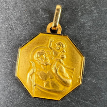 Load image into Gallery viewer, Vintage French Perroud Saint Christopher 18K Yellow Gold Octagonal Medal Pendant
