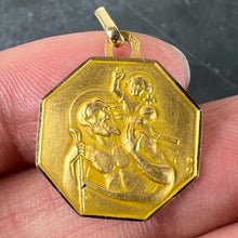 Load image into Gallery viewer, Vintage French Perroud Saint Christopher 18K Yellow Gold Octagonal Medal Pendant