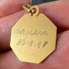 Load image into Gallery viewer, Vintage French Perroud Saint Christopher 18K Yellow Gold Octagonal Medal Pendant