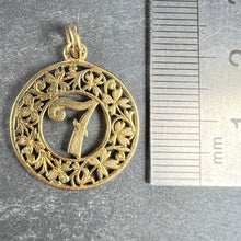 Load image into Gallery viewer, Lucky 'Number 7' Four Leaf Clover 18K Yellow Gold Good Luck Charm Pendant