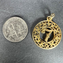 Load image into Gallery viewer, Lucky 'Number 7' Four Leaf Clover 18K Yellow Gold Good Luck Charm Pendant