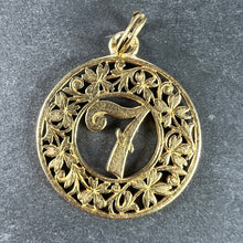 Load image into Gallery viewer, Lucky 'Number 7' Four Leaf Clover 18K Yellow Gold Good Luck Charm Pendant