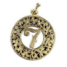Load image into Gallery viewer, Lucky 'Number 7' Four Leaf Clover 18K Yellow Gold Good Luck Charm Pendant