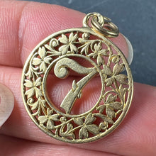 Load image into Gallery viewer, Lucky 'Number 7' Four Leaf Clover 18K Yellow Gold Good Luck Charm Pendant