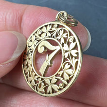 Load image into Gallery viewer, Lucky 'Number 7' Four Leaf Clover 18K Yellow Gold Good Luck Charm Pendant