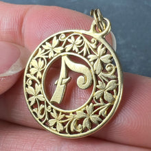 Load image into Gallery viewer, Lucky 'Number 7' Four Leaf Clover 18K Yellow Gold Good Luck Charm Pendant