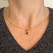 Load image into Gallery viewer, Pear Shaped Ruby Diamond 18K Yellow Gold Charm Pendant