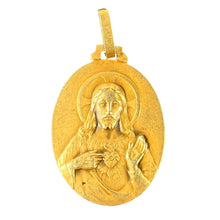Load image into Gallery viewer, Perriat French Sacred Heart Madonna and Child 18K Yellow Gold Medal Pendant