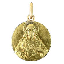 Load image into Gallery viewer, French Sacred Heart Madonna and Child 18K Yellow Gold Medal Pendant