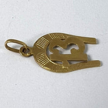 Load image into Gallery viewer, Vintage French Good Luck Horseshoe Number 13 18K Yellow Gold Lucky Charm Pendant