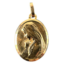 Load image into Gallery viewer, Monier Perriat French Virgin Mary Oval 18K Yellow Gold Pendant Medal